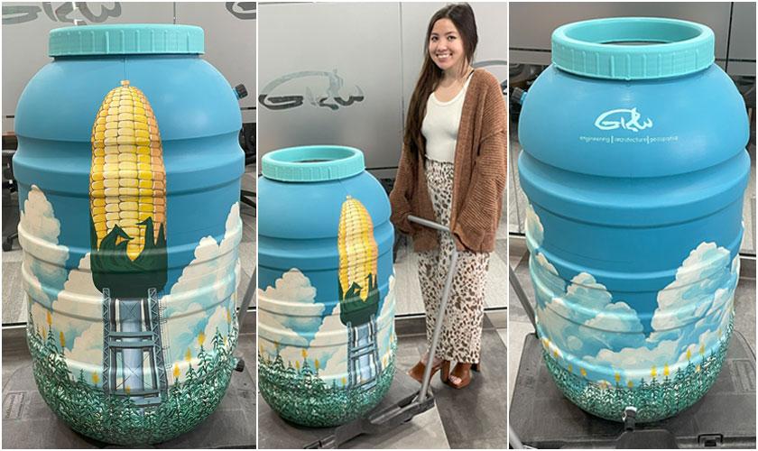 Miran Brooks with GRW's IWEA Rain Barrel Auction Entry