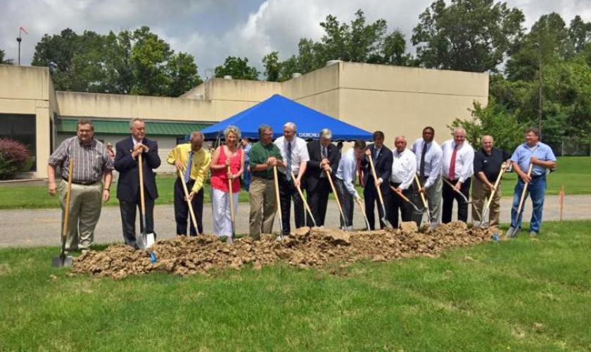 Representatives of the City of Murray gathered to celebrate the start of a new project that will improve service at the wastewater treatment plant and allows them to keep up with business and residential growth in the area.