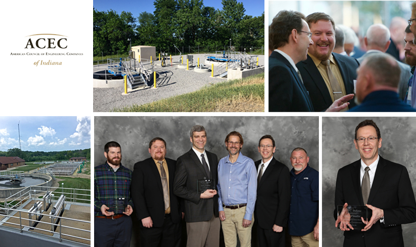 Thank you to ACEC-Indiana for sharing photos from your event, like these showing members of our Indianapolis office project team, Joe Tierney, Alex White, George Lewis, as well as representatives from Twin Lakes Regional Sewer District and Fall Creek Regional Waste District.