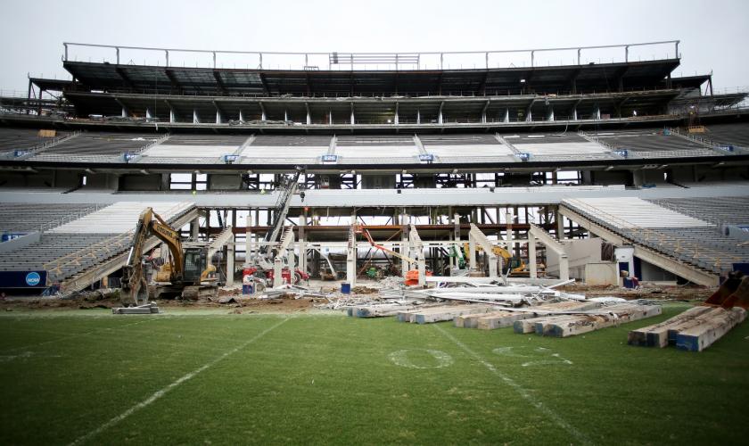 The renovation (above) of UK's Kroger Field (formerly known as Commonwealth Stadium) underway. Photo by Chet White | UK Athletics